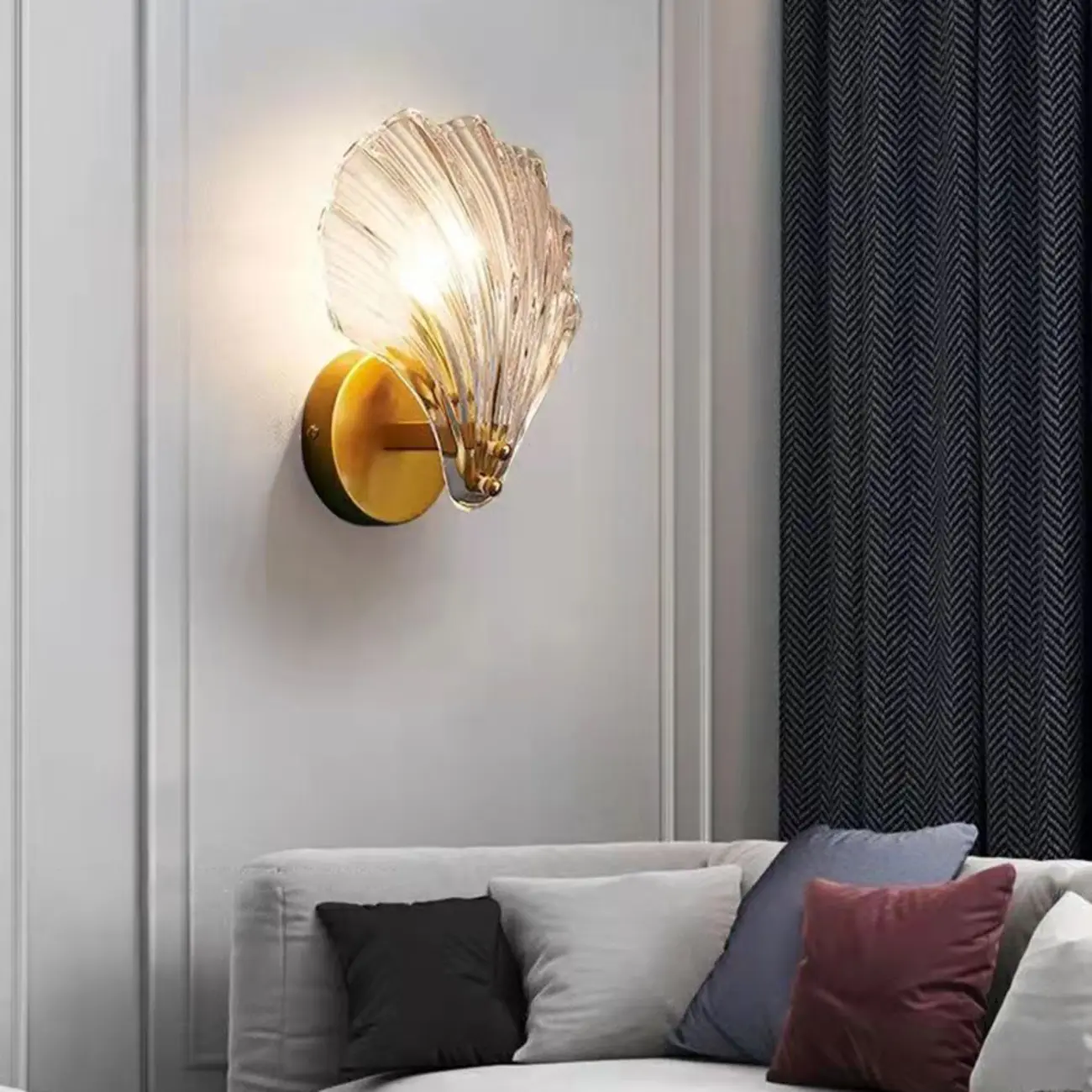 Modern Geometric Metal Vanity Lights with Glass Shell Shade