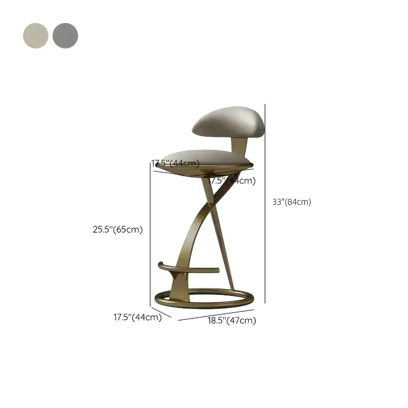 Luxury Gold Metal Frame Sleek Beige Leather Bar Stool