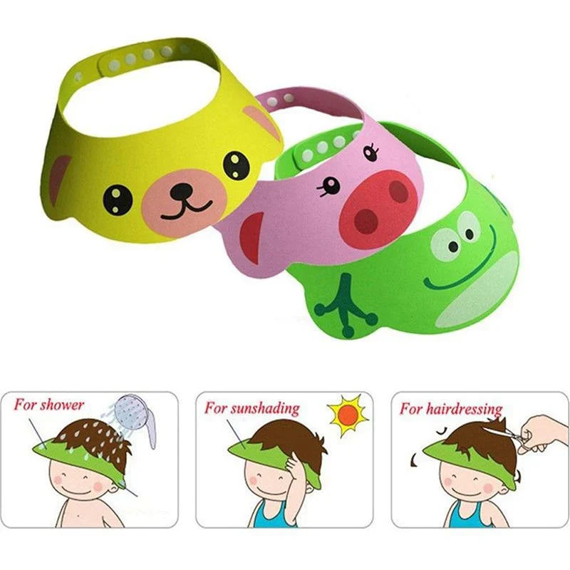 HULIANFU New Kids Bath Visor Hat,Adjustable Baby Shower Cap Protect Shampoo, Hair Wash Shield for Children Infant Waterproof Cap - Deanwangkt