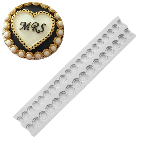 HULIANFU Pearl Rope Wave Flower Gemstone Shape Cake Side Lace Silicone Sugarcraft Mold Fondant Cake Decorating Tools - Deanwangkt
