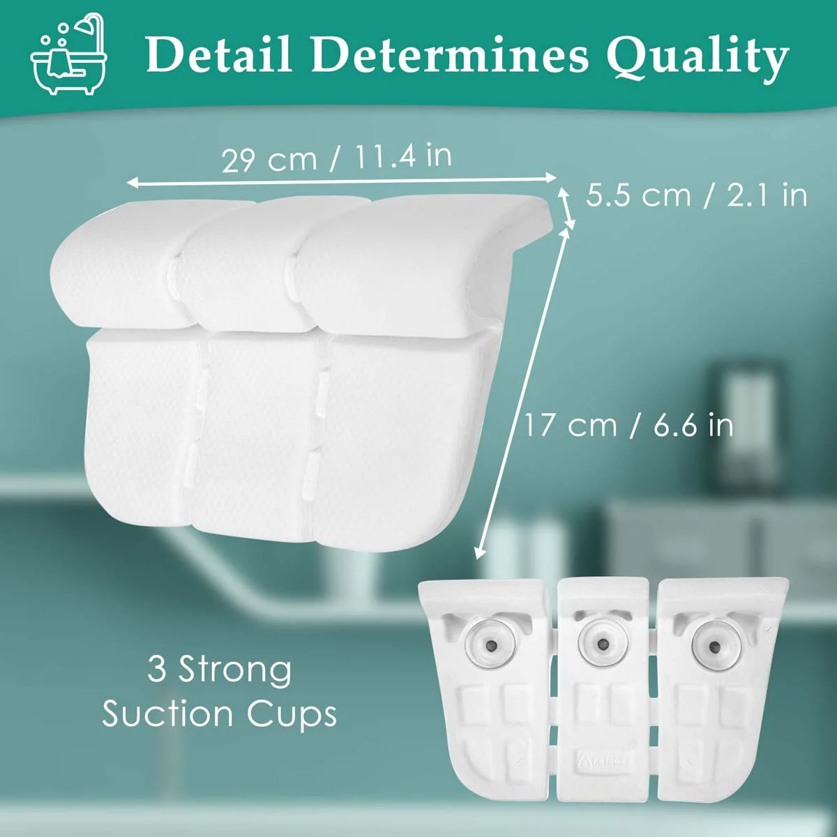 HULIANFU SPA Bath Pillow Bathtub Pillow with 3 Suction Cups EVA foldable Neck and Back Support Bath Tub Pillow For Home Spa Bathroom - Deanwangkt