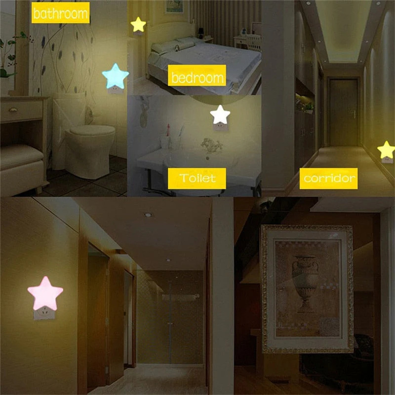 HULIANFU Star Shape Lamp LED Night Lights Bedside Wall Lamp Remote Sensor Control Cartoons Sleeping Light Nursery Children  Bedroom Lamp - Deanwangkt