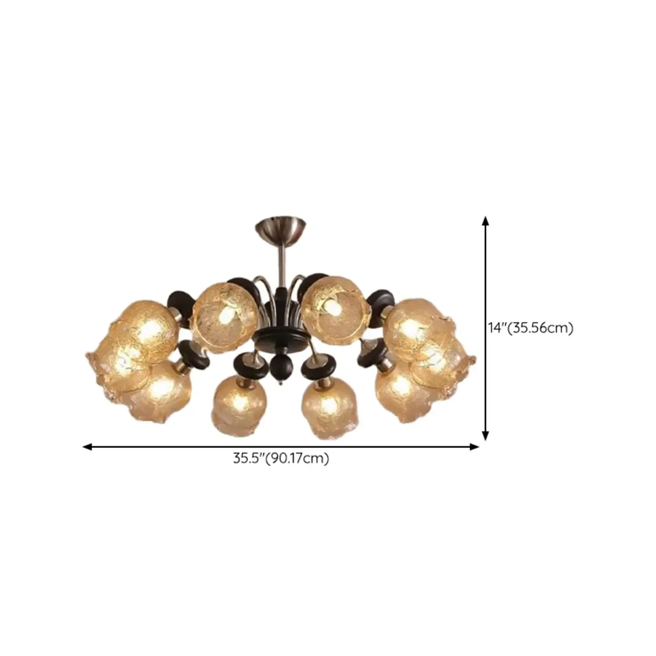 Black Crystalline Glass Globe Modern Chandelier Lights