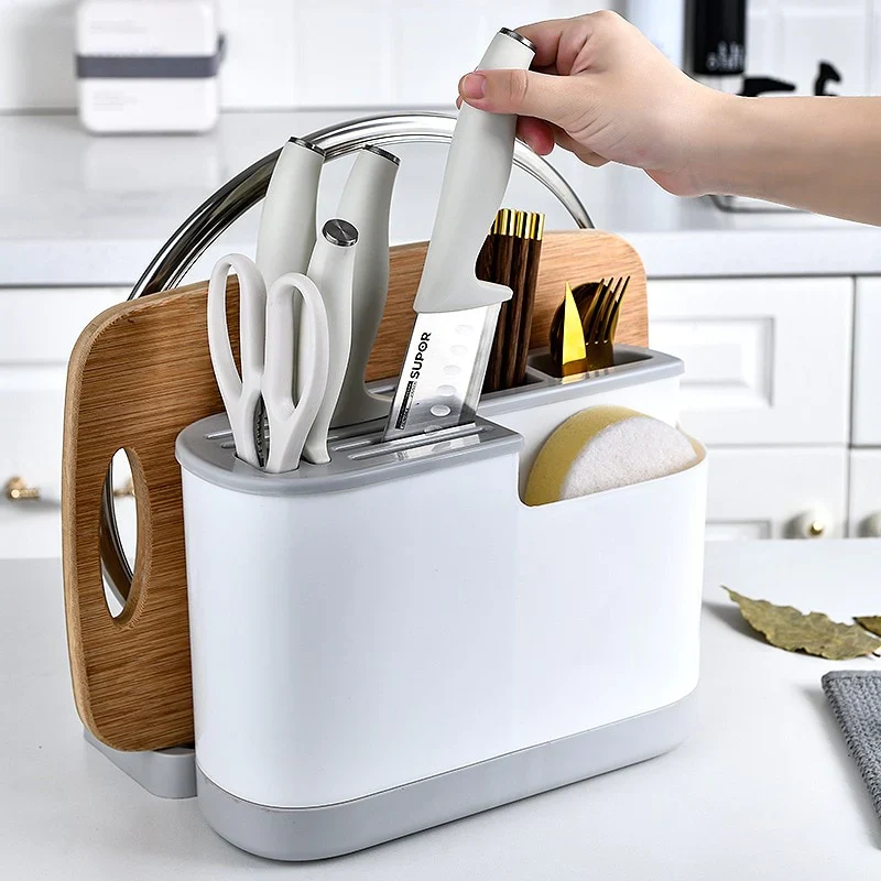 HULIANFU Multifunctional Knife Holder Cutting Board Integrated Kitchen Supplies Storage Rack Chopsticks Pot Cover Knife Holder Pot Cover - Deanwangkt