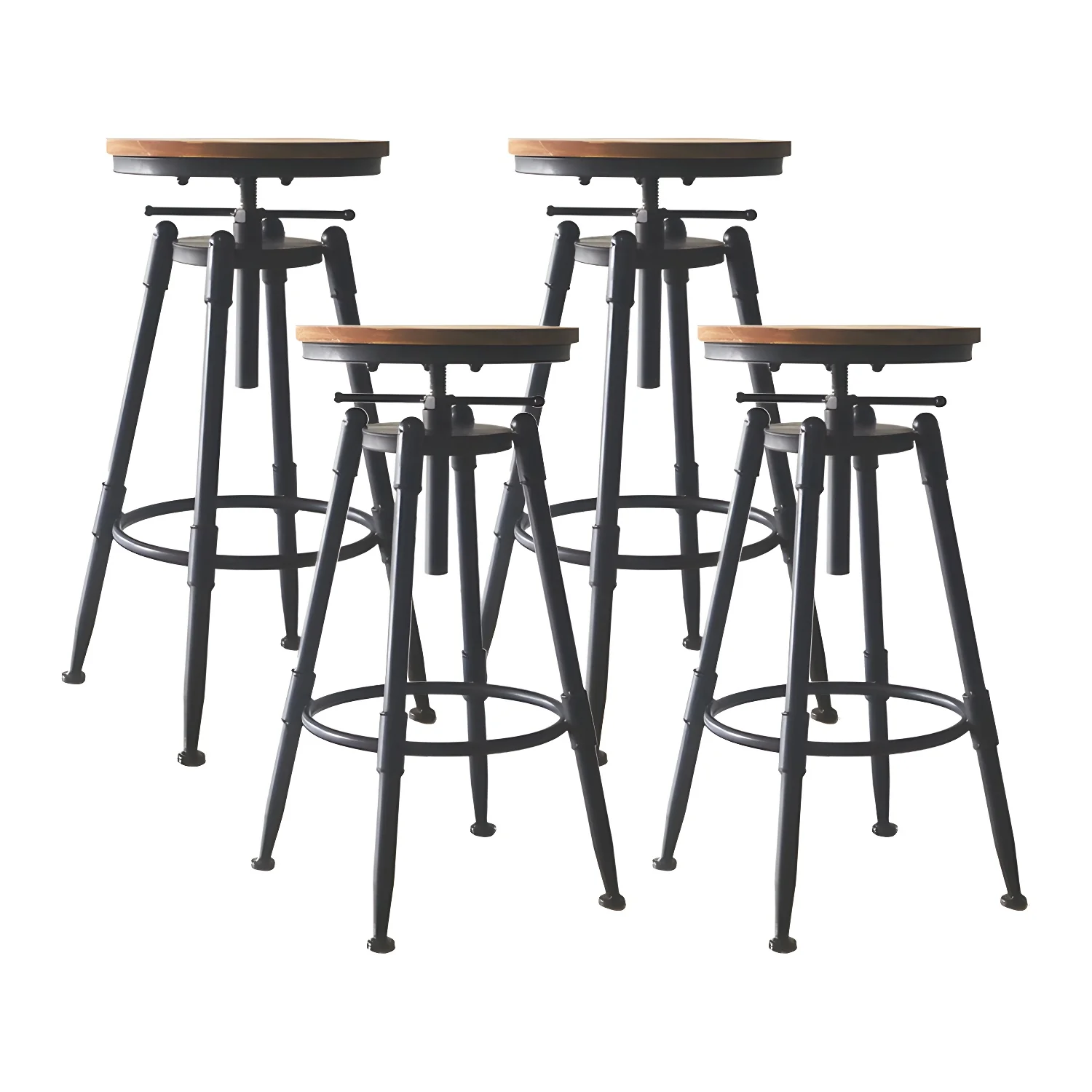 Industrial Metal Leather Swivel Bar Stools with Back