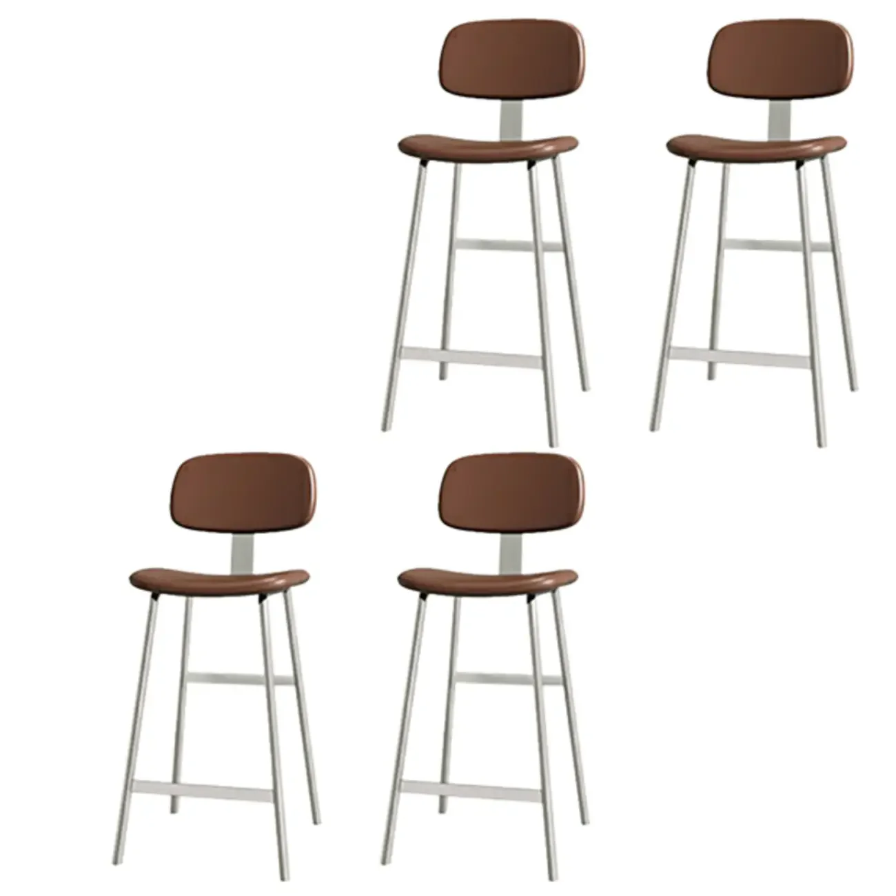 Industrial Faux Leather Metal Frame Bar Stools with Backs