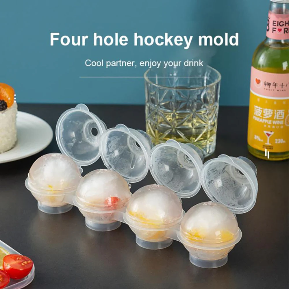 HULIANFU Round 4 Cavity Ice Mould Ice Ball Maker DIY Ice Cream Mold Plastic Whiskey Ice Cube Tray Bar Accessories Tool форма для льда - Deanwangkt