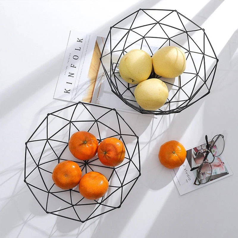 HULIANFU Kitchen Basket Container Bowl Metal Wire Basket Kitchen Drain Rack Fruit Vegetable Storage Holder Snack Tray Storage Bowl - Deanwangkt