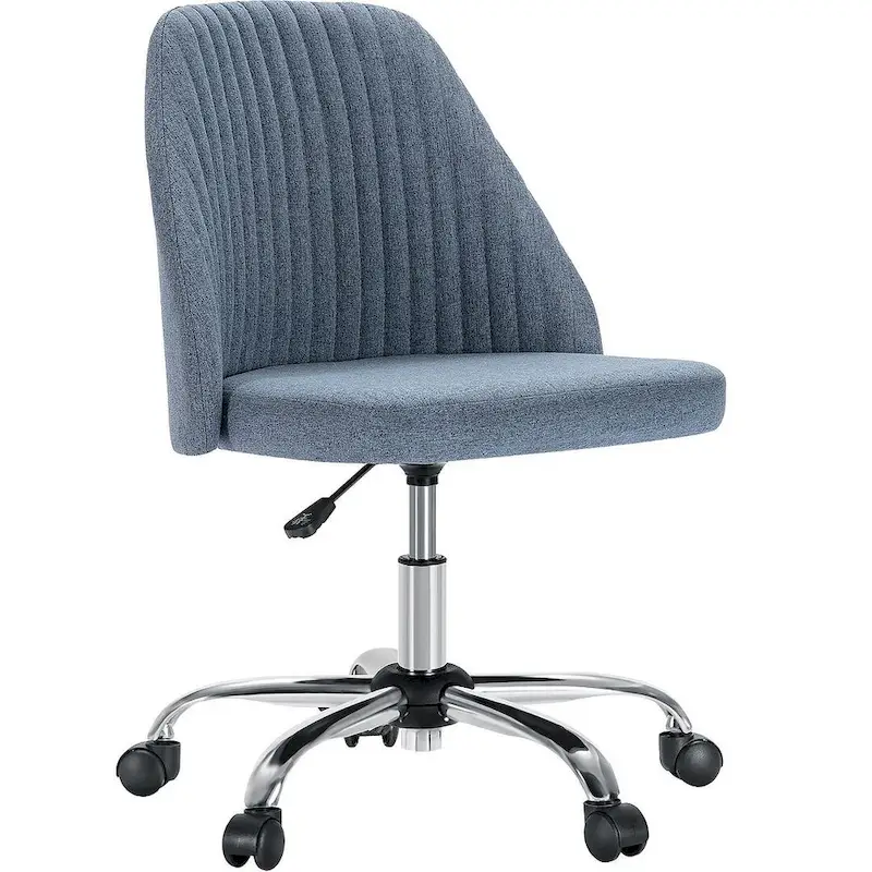Office Chair with Wheels, Adjustable Height Fabric Upholstered Computer Desk Chair Swivel
