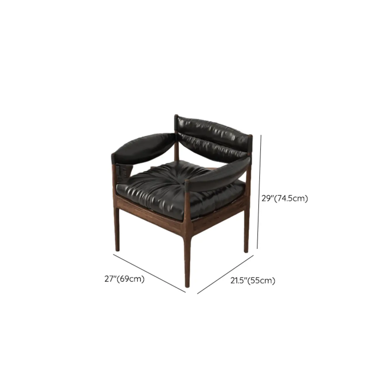 Modern Oiled Leather Mid-Back Accent Armchair