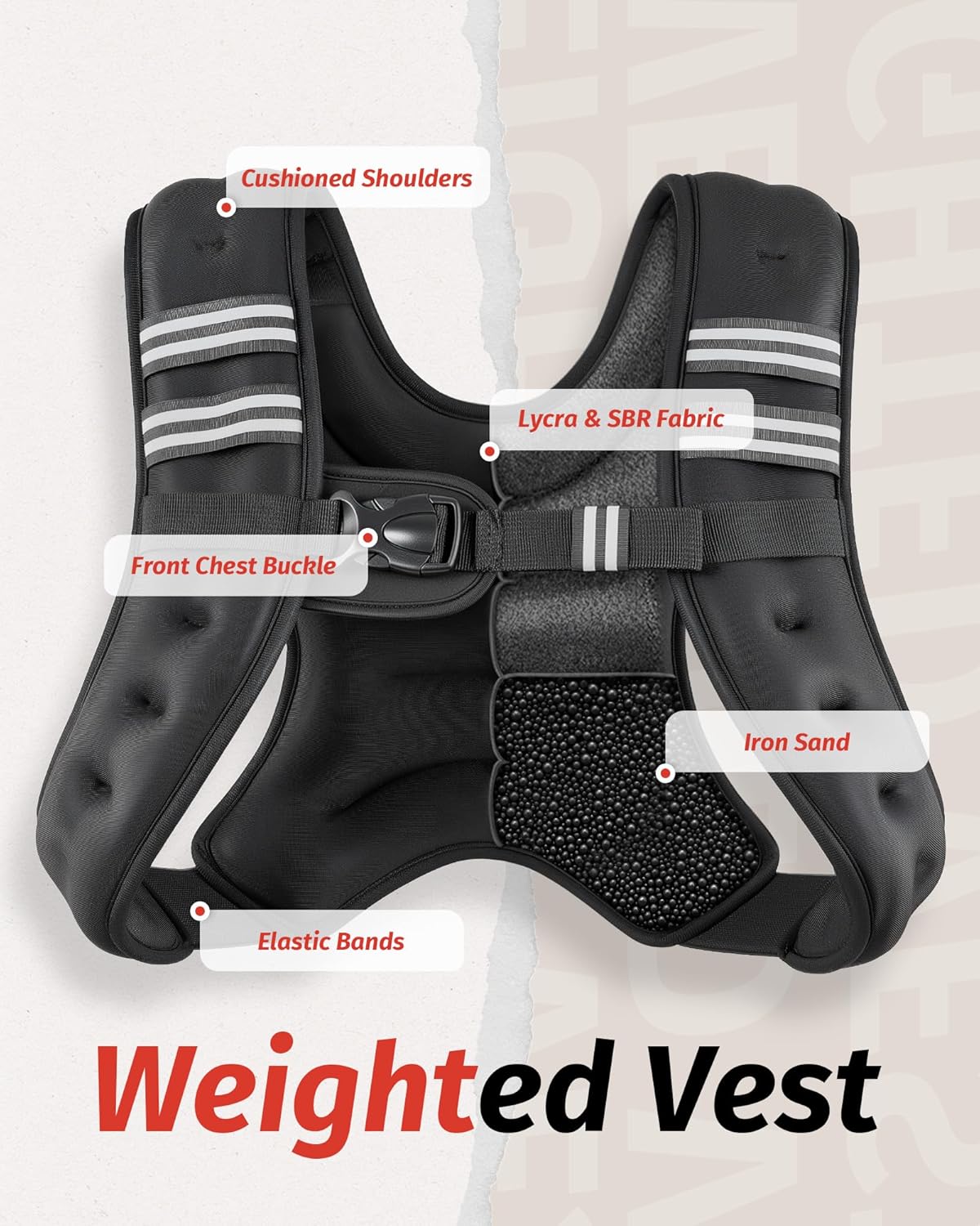 Weighted Vest, Weight Vest with Reflective Stripe for Workout - TWENTYSTAMPS