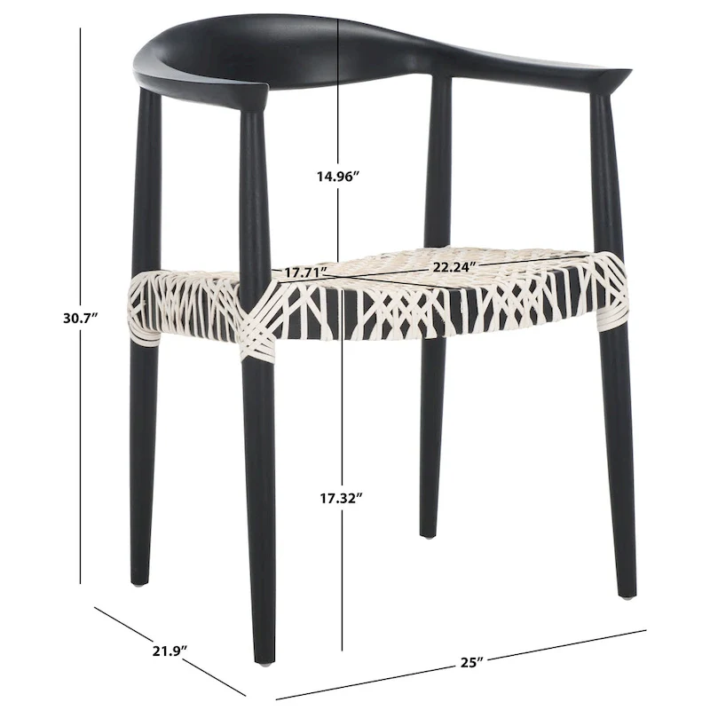 Trix Bandelier Black Dining Arm Chair - 24.8 x 18.9 x 30.7 - 25W x 19D x 31H