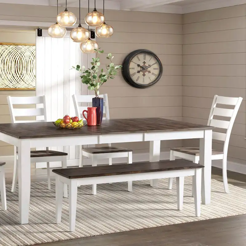 Kona Grey and White Backless Bench with Wood Seat