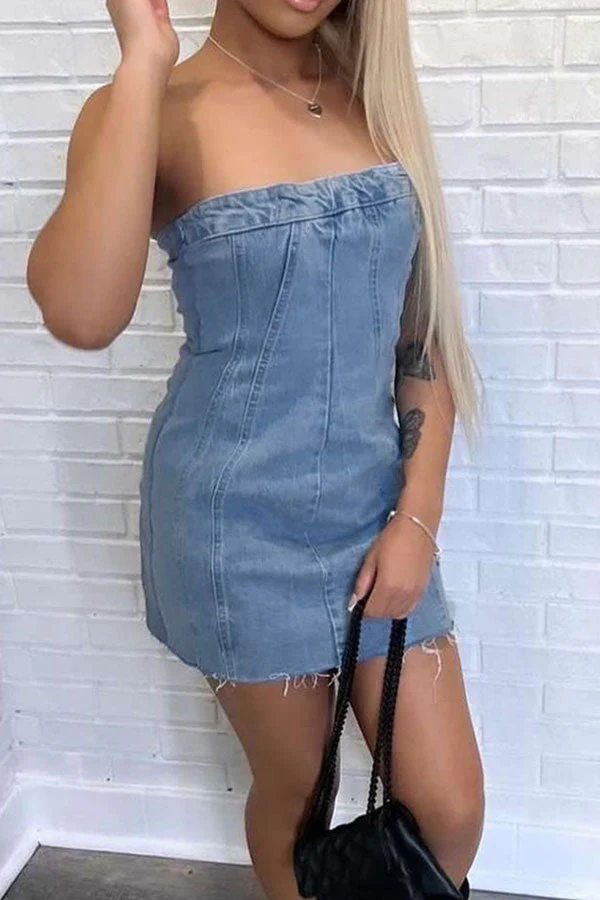 Patchwork Modern Denim Mini Dress - Deanwangkt