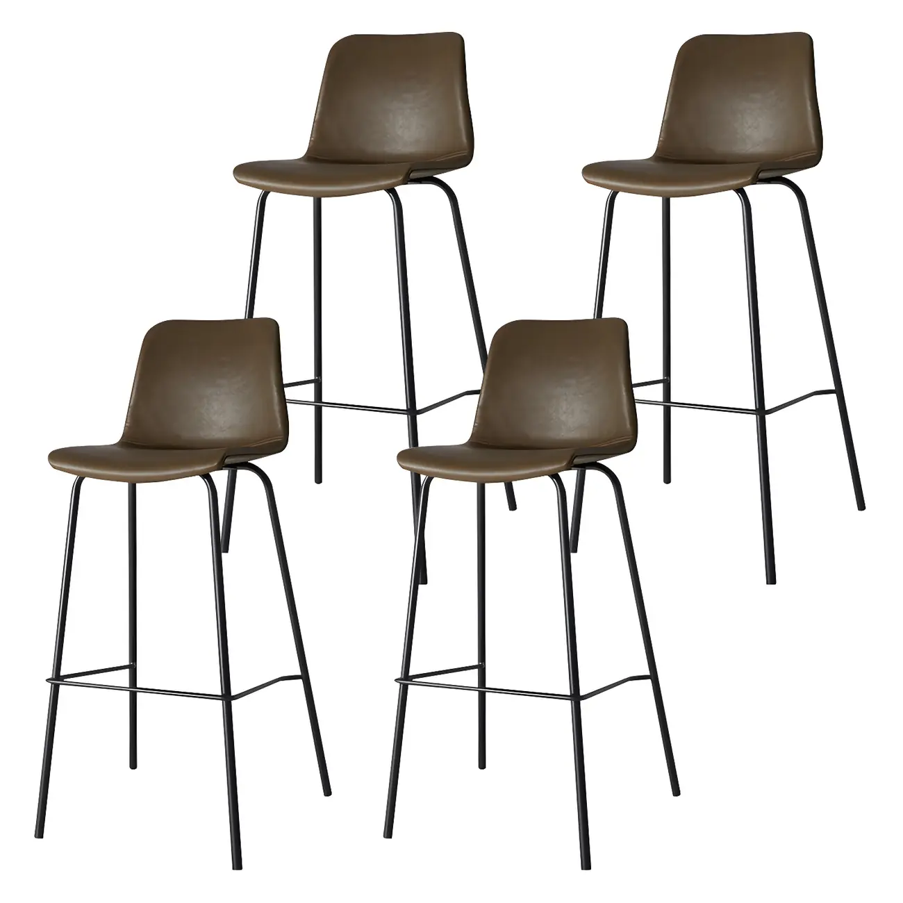 Brown Saddle Metal Frame Leather Counter Stools with Backs