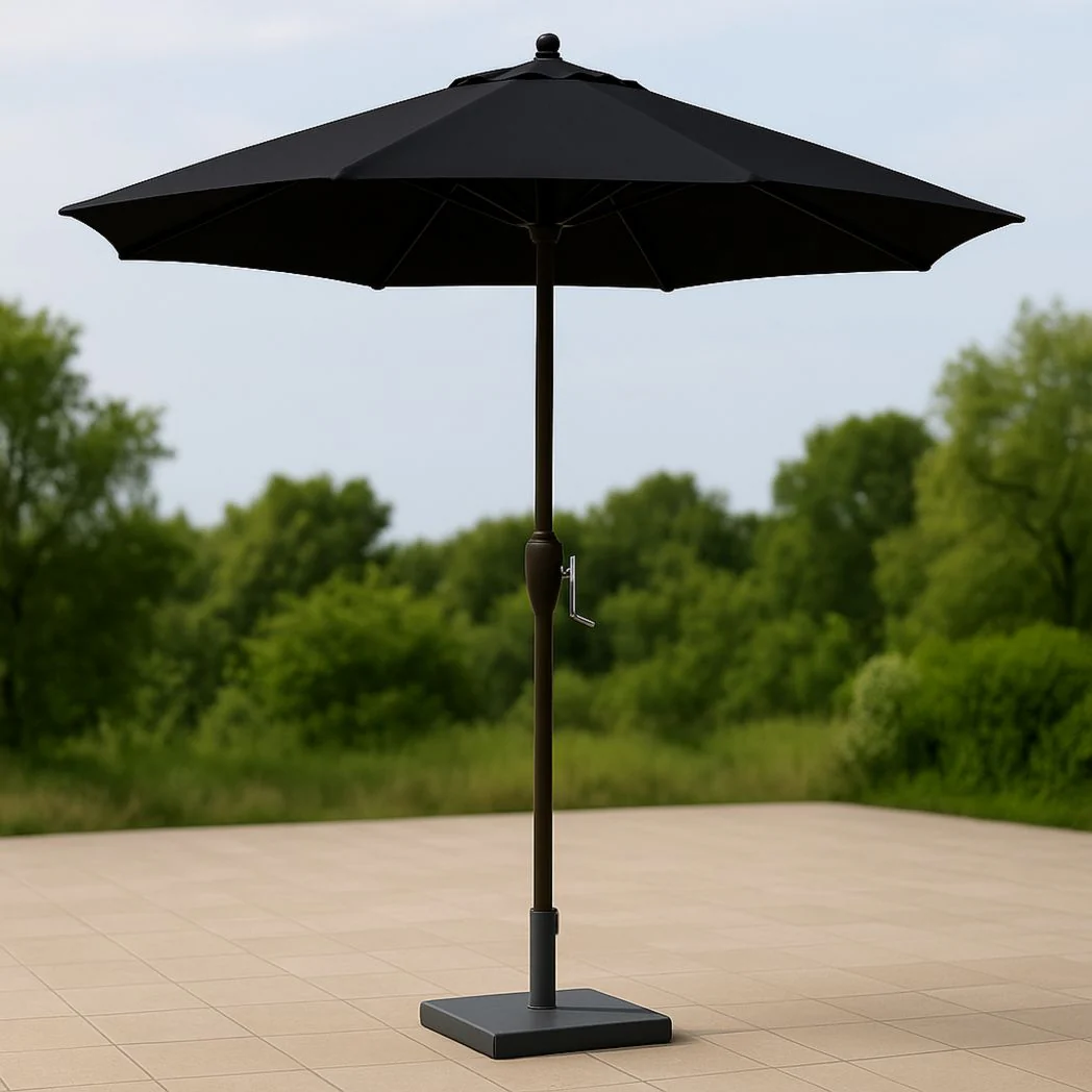 Parasol de Jardin Rond Noir Polyester diamètre 300 cm avec Mât Aluminium