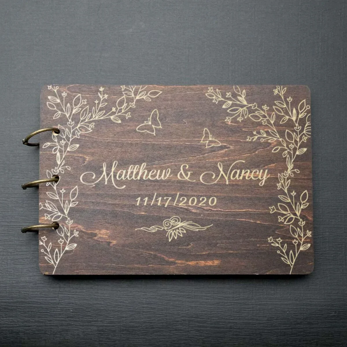 HULIANFU Personalized Guest Book A4/A5 Wedding Guest Book Wedding Guestboook Wishes Book Wooden Wedding Album Baptism Mariage Decoration - Deanwangkt