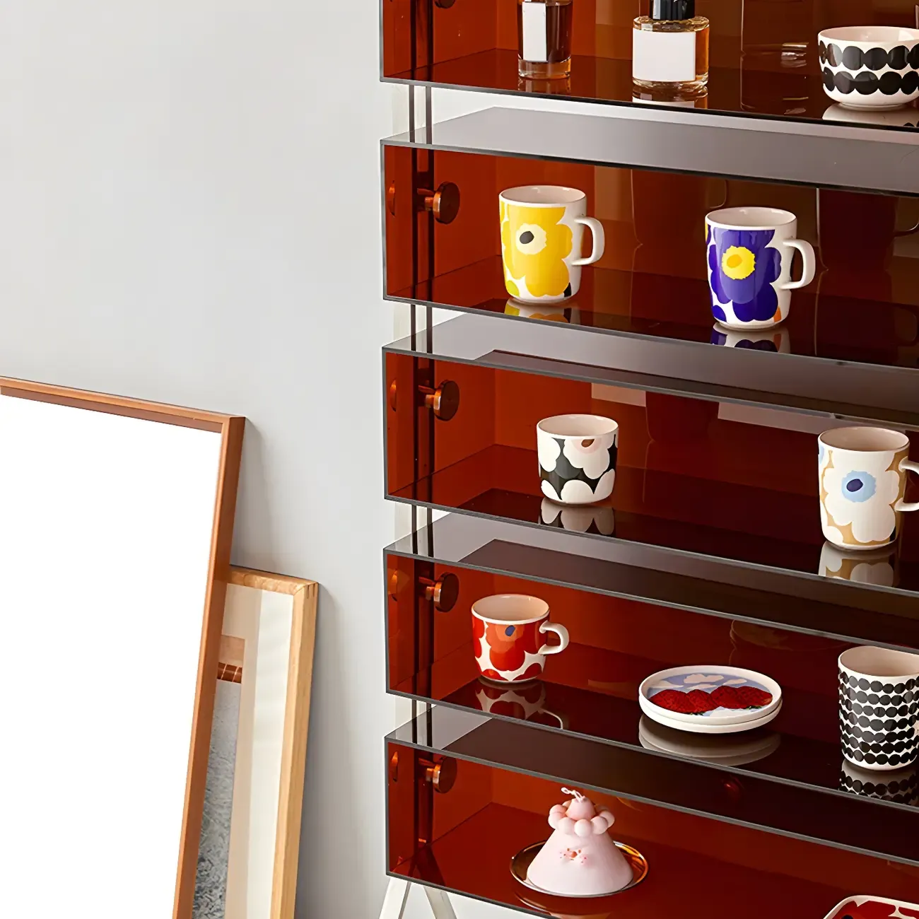 Tan Open Modern Acrylic Display Cabinet