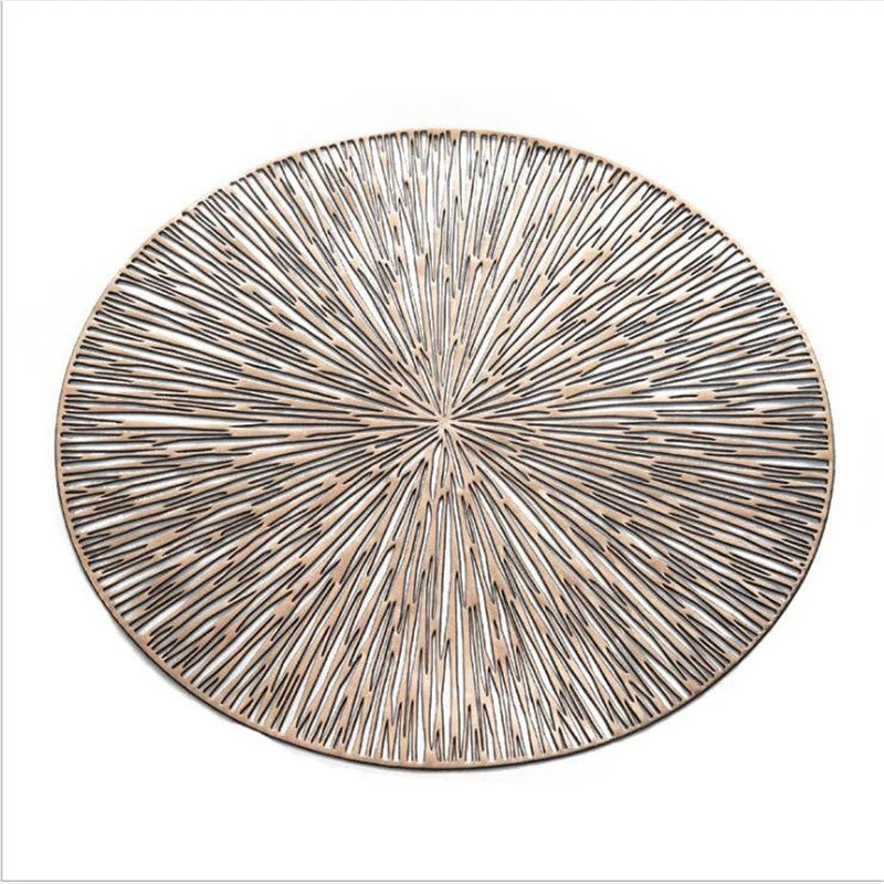HULIANFU Round Hollow PVC Placemats For Kitchen Dinning Table Mat Insulation Pads Drink Coffee Cup Coasters Hotel Restaurant Home Decor - Deanwangkt