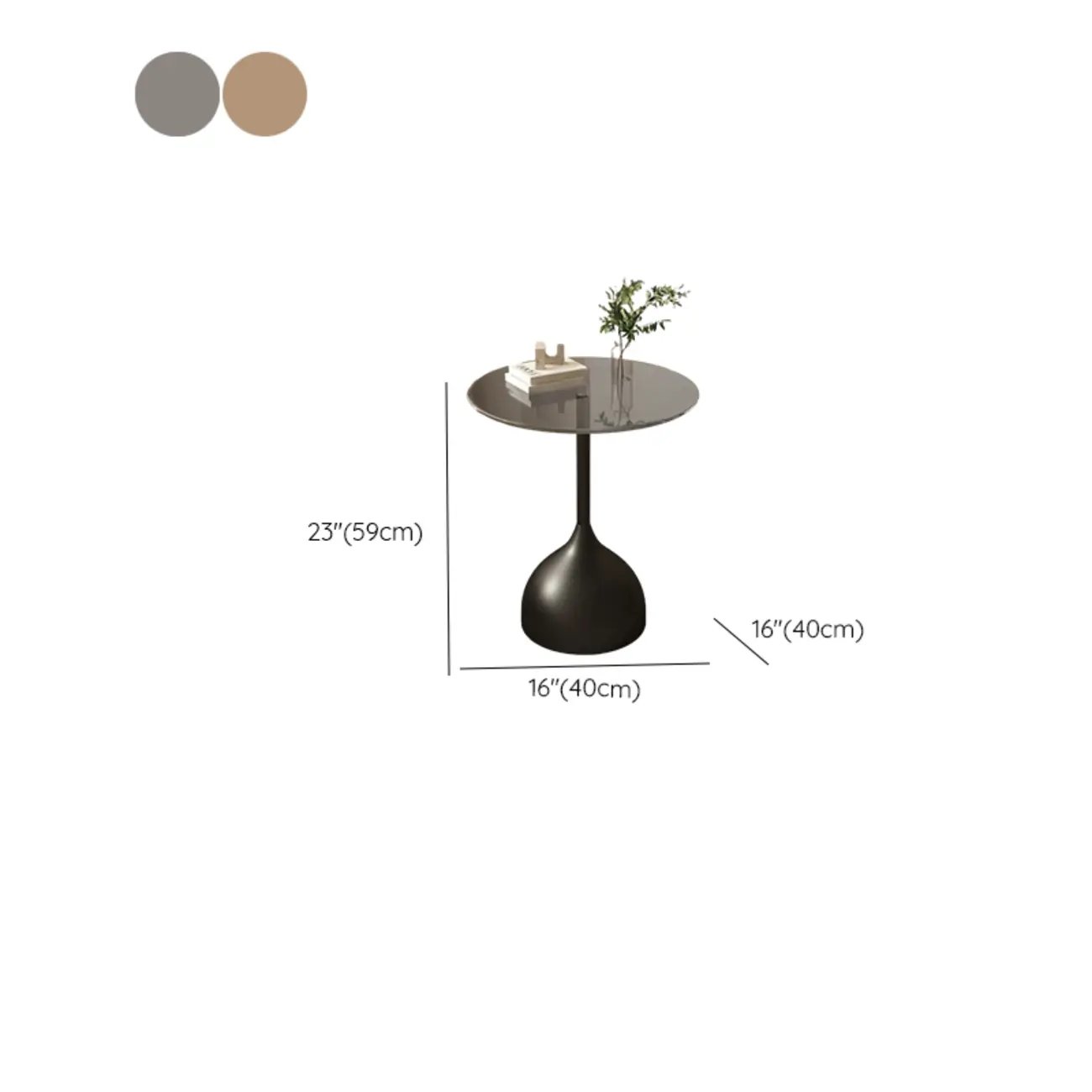 Classic Glass Pedestal Base Circular Chairside Table - Table Only