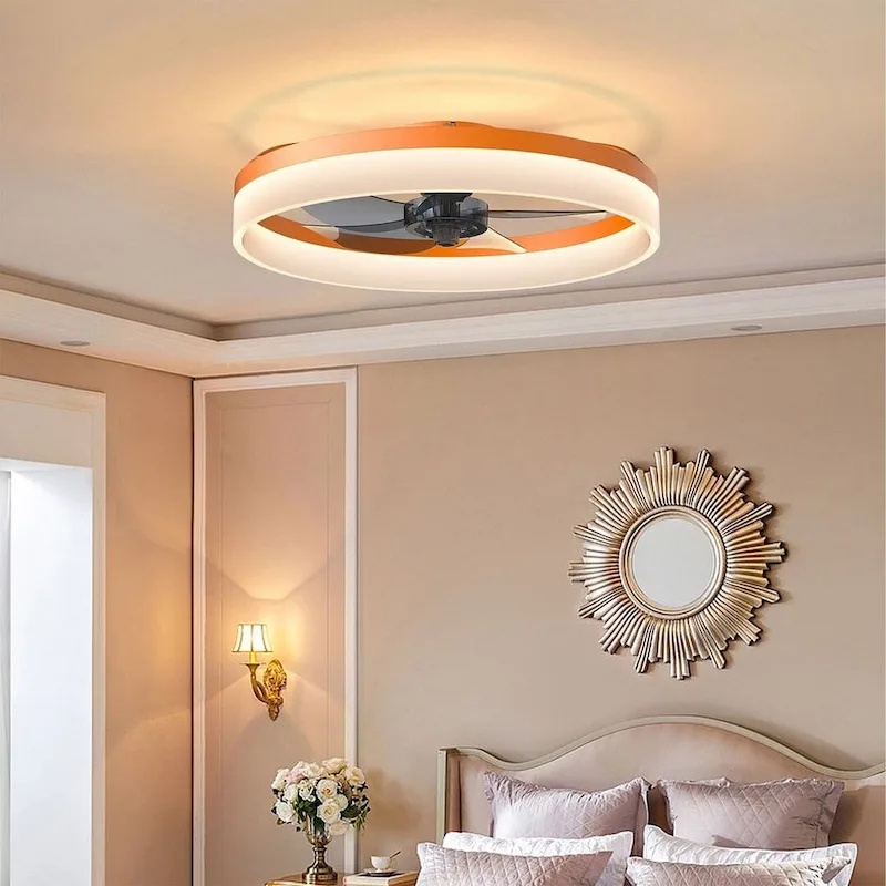 Modern Dimmable LED Recessed Mount Ceiling Fan Light with Remote Control