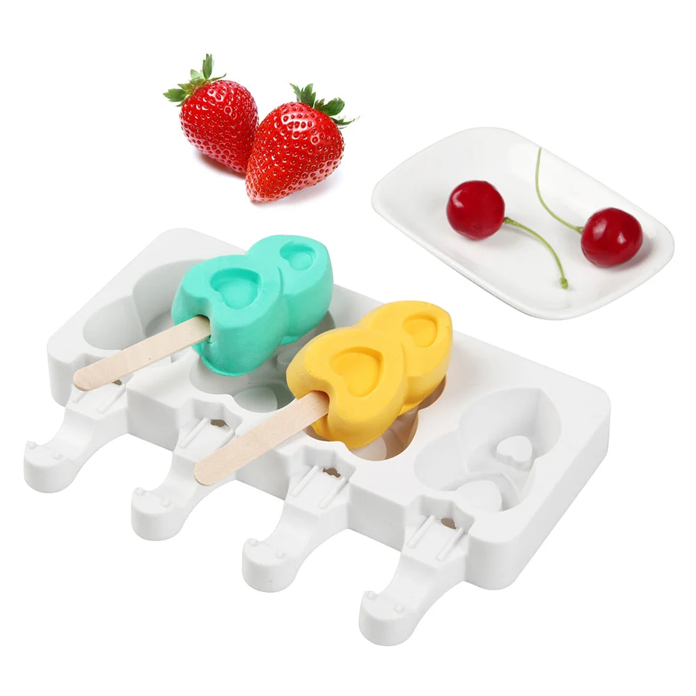 HULIANFU Silicone Ice Cream Mold  4 Holes Popsicle Cube Maker Mould Chocolate Tray Kitchen Gadgets Dining Bar Home Garden  Baking Tools - Deanwangkt