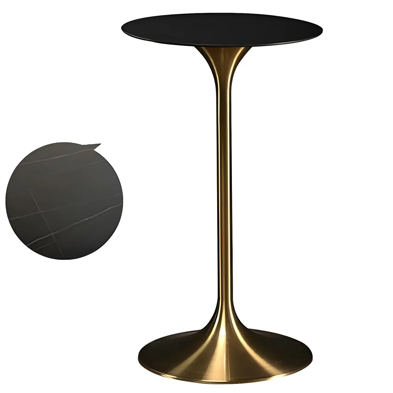 Round Glam Brown Gold Metal Tulip Base Bar Tables
