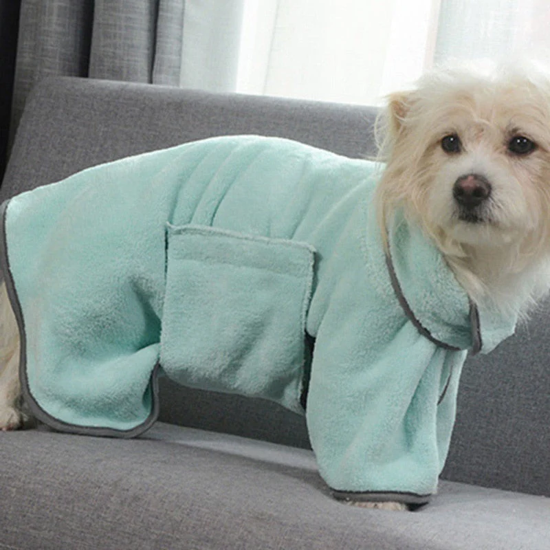 HULIANFU Wearable Dog Bathrobe Towels Super Absorbent Dog Bath Towel Coral Fleece Drying Robes Moisture Absorbing For Dog And Cat - Deanwangkt