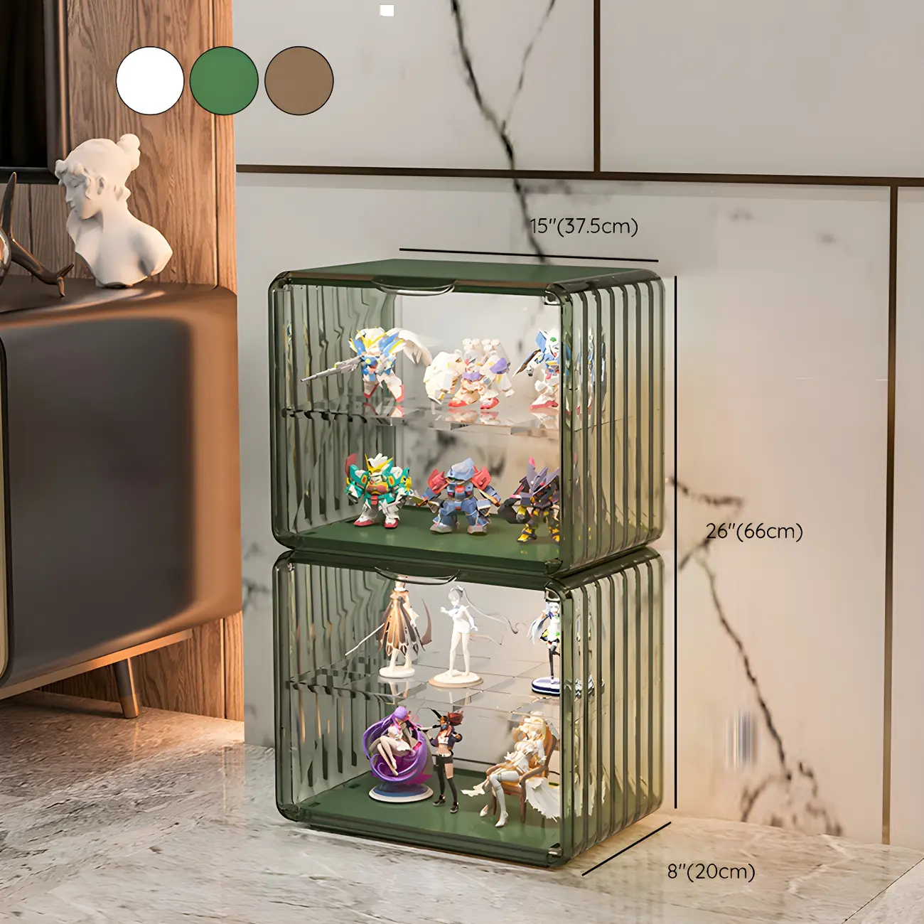 Stylish Stackable Green Clear Acrylic Display Cabinet