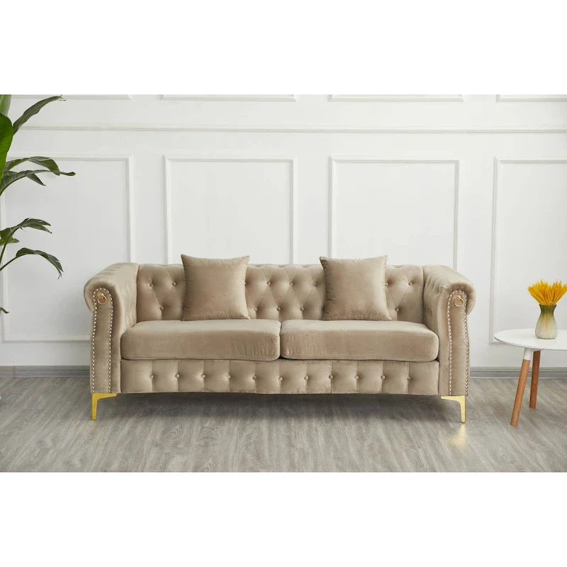 35D x 85W x 30.3H Velvet Chesterfield Button-tufted Sofa