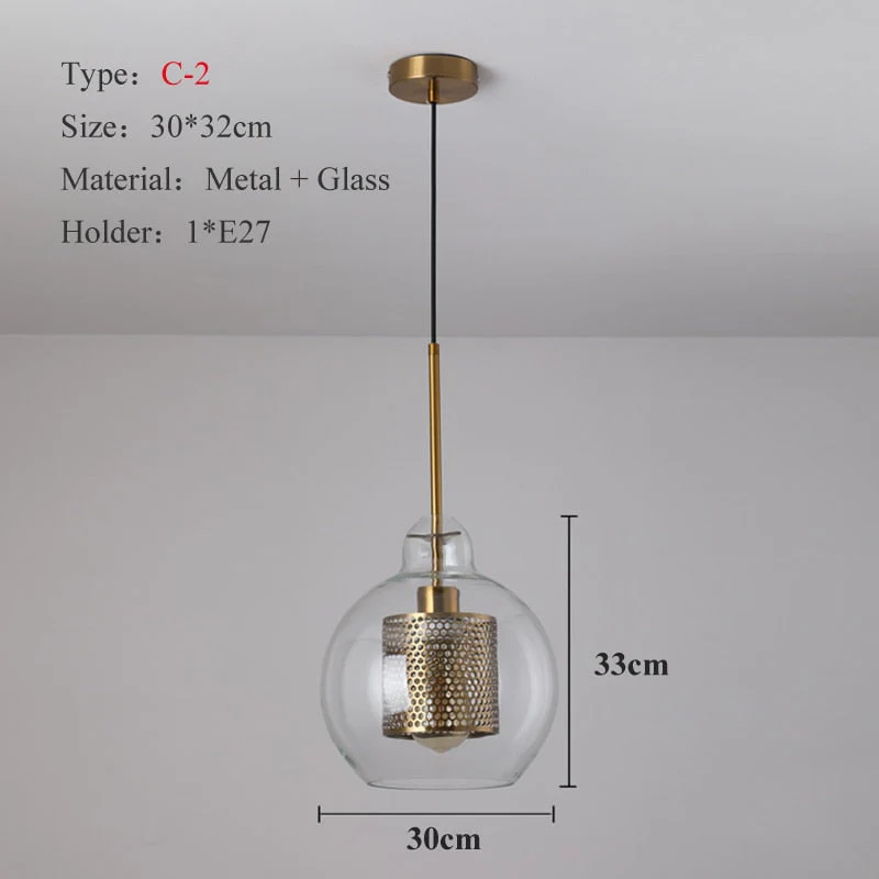 HULIANFU Sliver Bronze Loft Modern Pendant Light Glass Ball Hanging Lamp Kitchen Light Fixture Dining Hanglamp  Living Room Luminaire - Deanwangkt