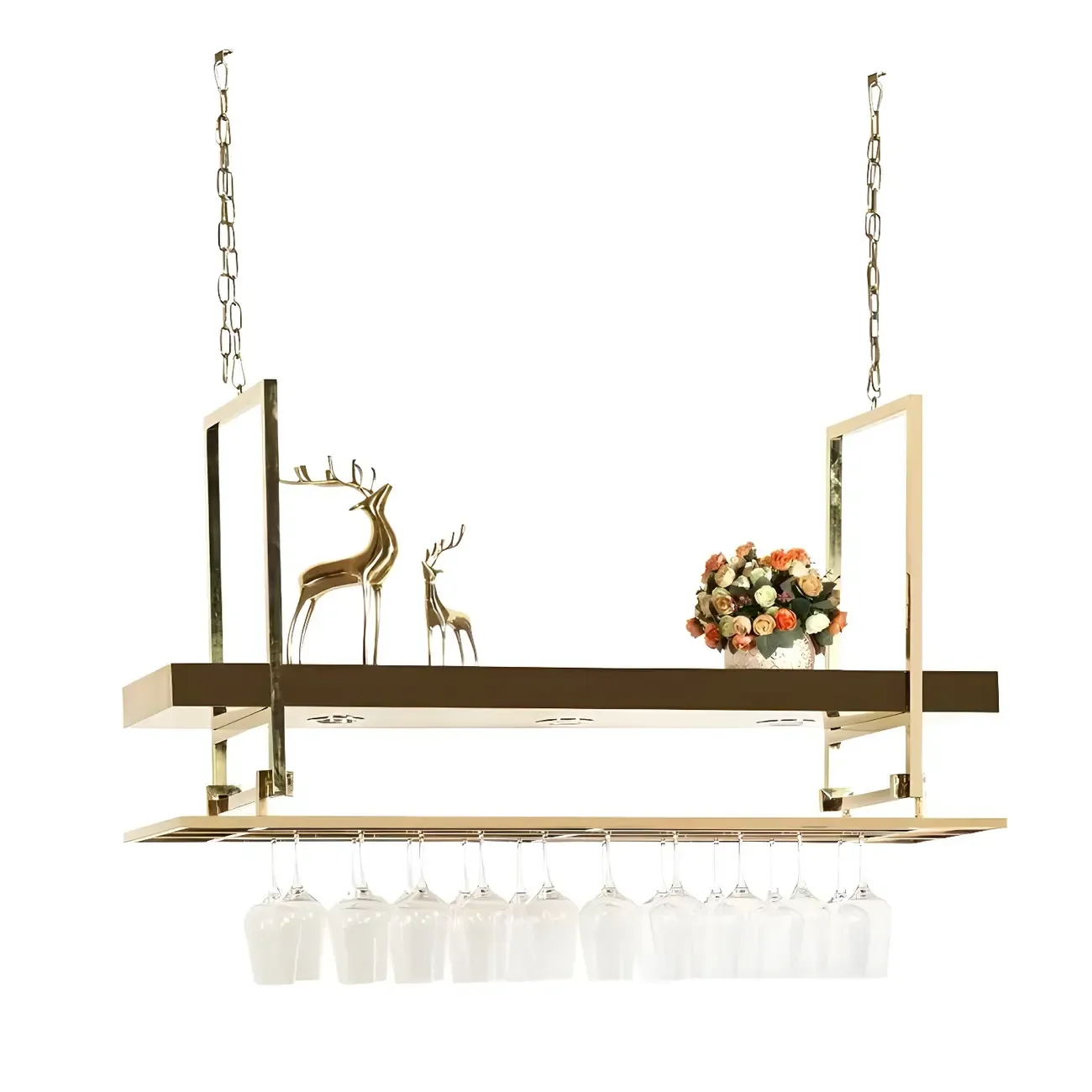 Glam Gold Metal Hanging Wine Glass Rack