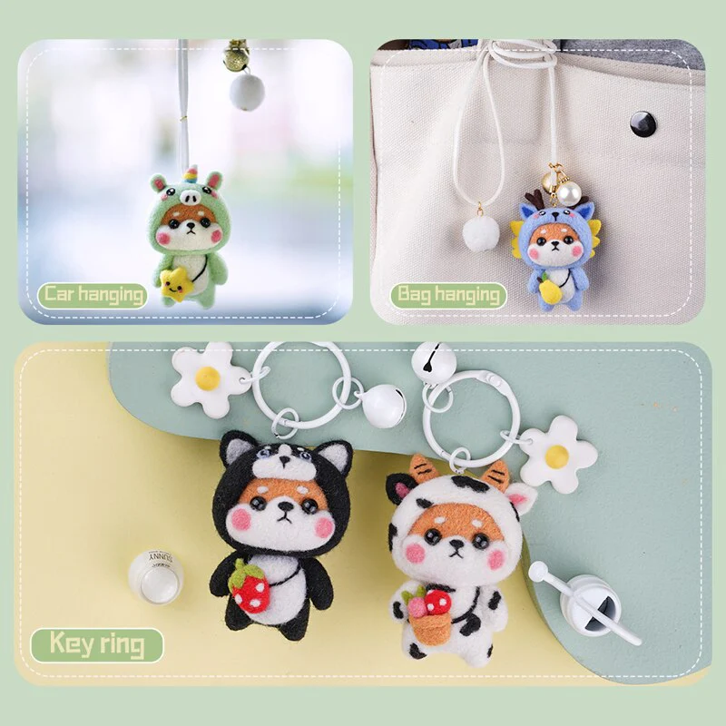 HULIANFU LMDZ Fashion Lovely Wool Felting Fabric Materials Handcraft Needle Felting Kit Doll Twelve zodiac for Needle Material Bag Pack - Deanwangkt