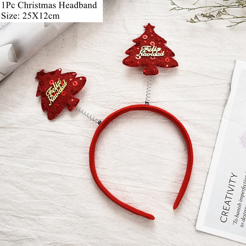 HULIANFU 2026  LuanQI Christmas Headbands for Children Adult Hair Band Red Christmas Santa Claus Snowman Antlers Headband Xmas Decoration Gifts - Deanwangkt