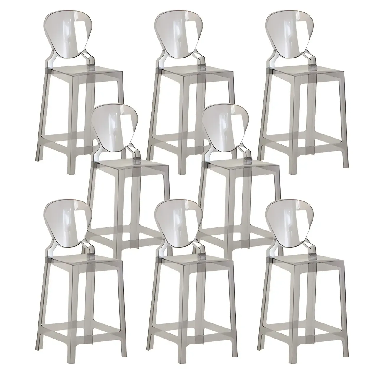 Modern Acrylic Smooth Elegant Circular Backrest Bar Stool