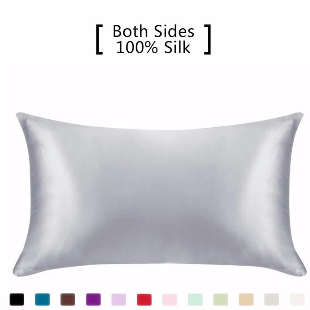HULIANFU Silk Pillowcase Hair Skin, 19 Momme 100% Pure Natural Mulberry Silk Pillowcase Standard Size, Pillow Cases Cover Hidd - Deanwangkt