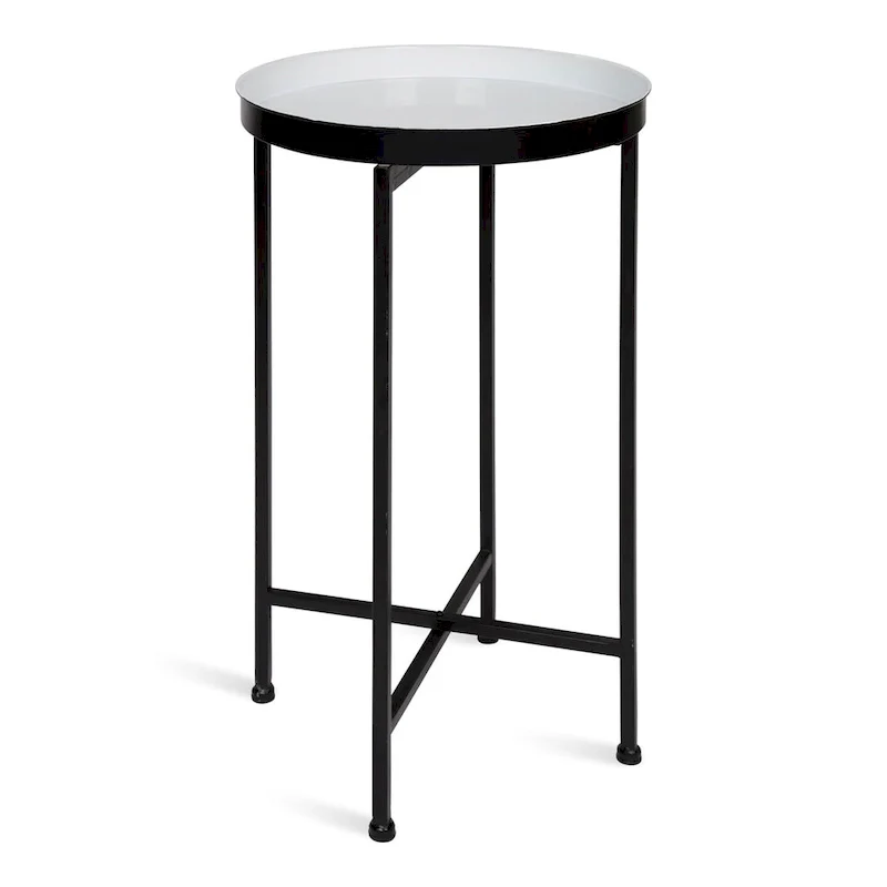 Celia Round Metal Tray/ Foldable Accent Table - 14x14x25.75