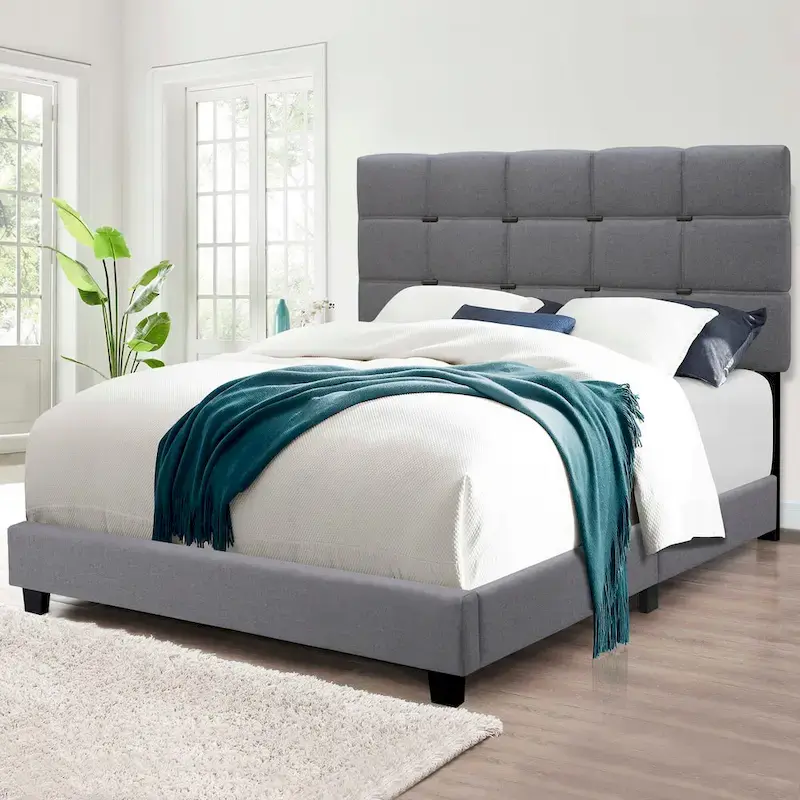 Queen Size Adjustable Upholstered Bed Frame Stylish Durable And Dirt-resistant, No Need For Bulky Innerspring Mattresses