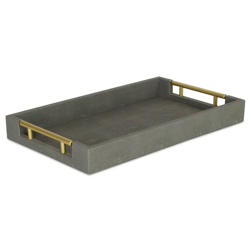Lusan Faux Shagreen Tray with Handles