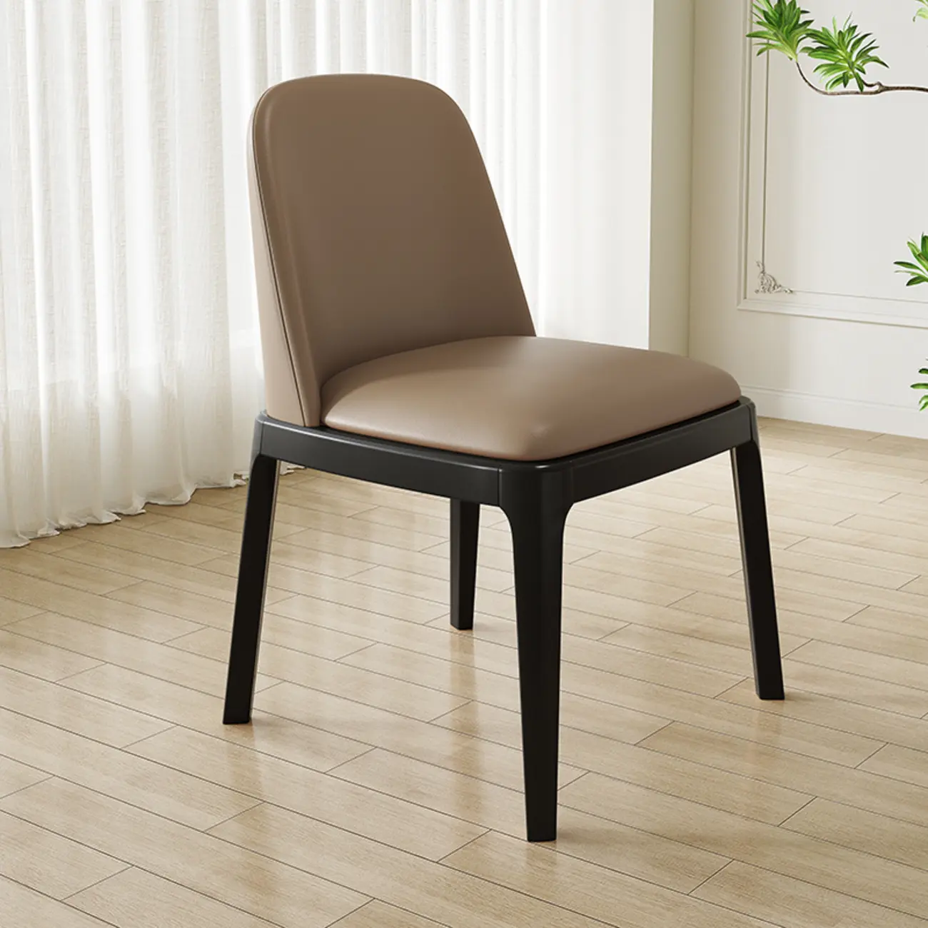 Modern Rubber Wood Upholstered Dining Chair Set of 2
