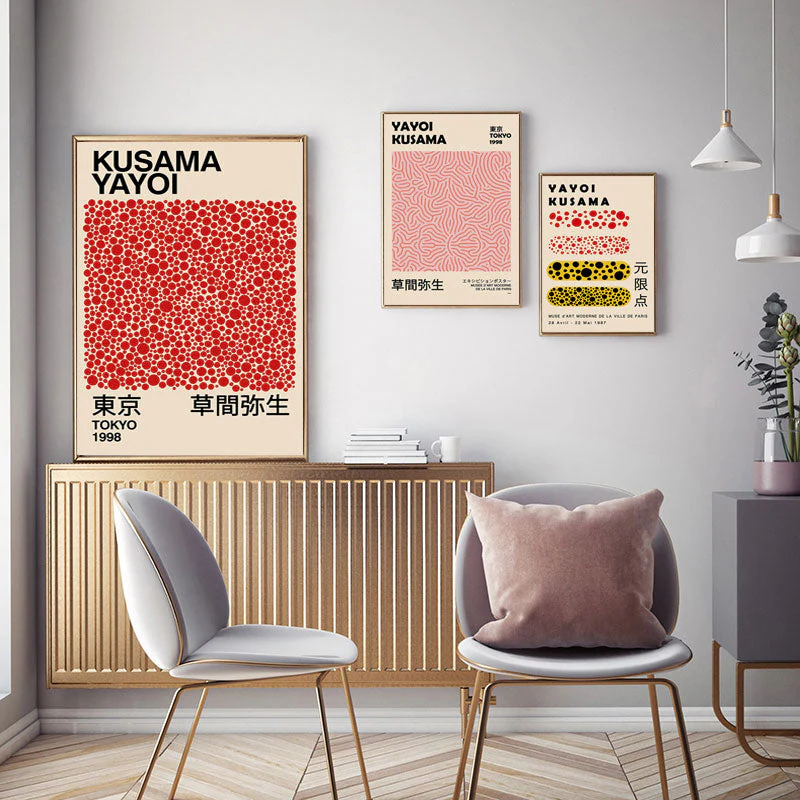 HULIANFU   Yayoi Kusama Exhibition Posters and Prints Gallery Wall Art Picture Museum Modern Canvas Painting Nordic Living Room Decoration - Deanwangkt