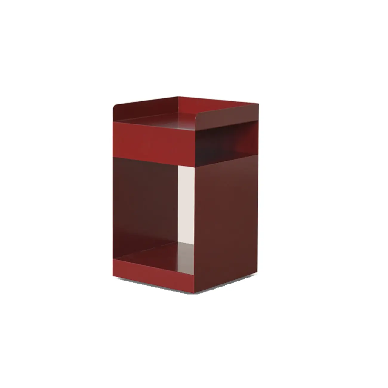 White Rectangular Steel Swivel Side Table with Storage