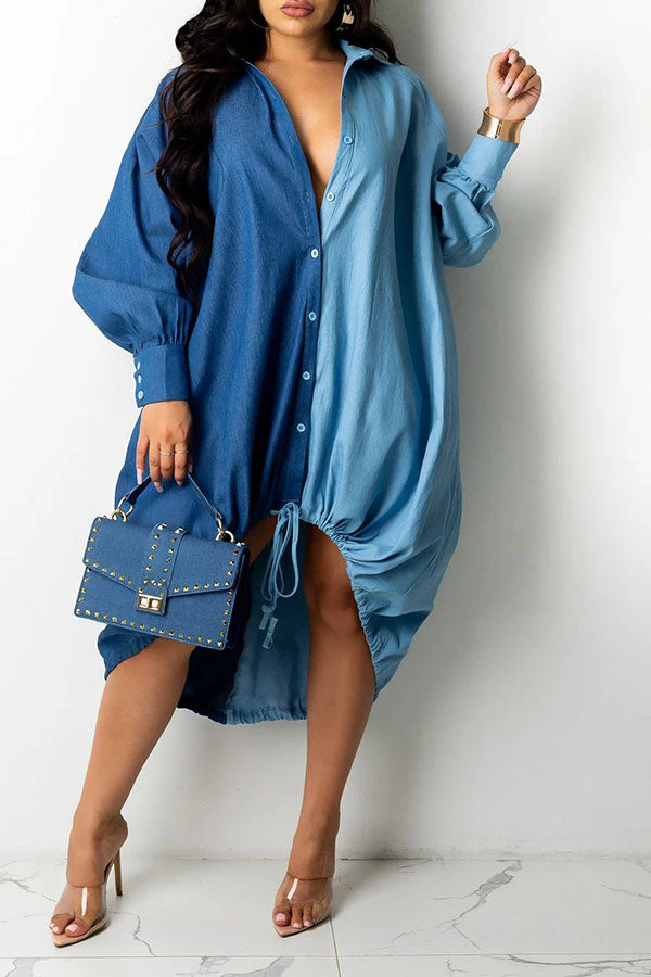 Hit Color On-trend Oversize Single Breasted Midi Dress - Deanwangkt
