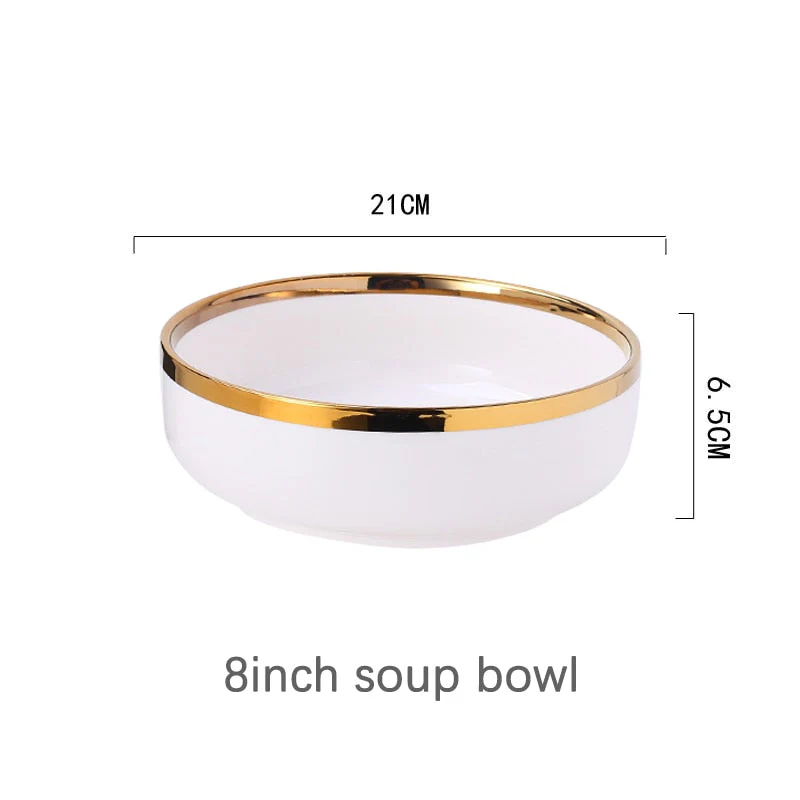 HULIANFU White Porcelain Plates for Food Dinner Set Dishes Salad Soup Bowl Ceramic Plates and Bowls Set Tableware Set Service for 4/6/8 - Deanwangkt