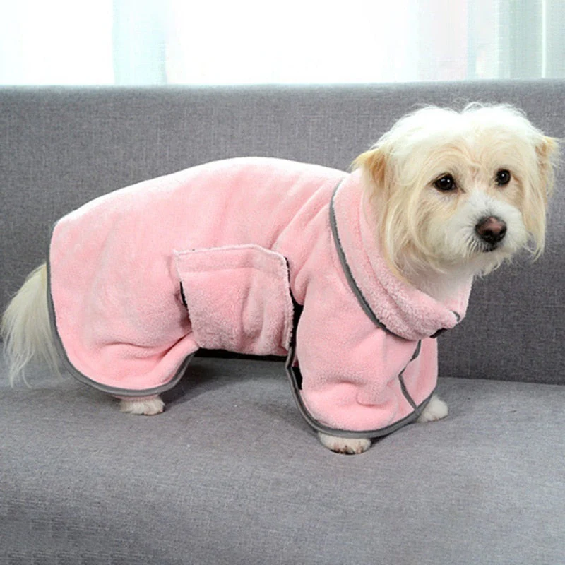 HULIANFU Wearable Dog Bathrobe Towels Super Absorbent Dog Bath Towel Coral Fleece Drying Robes Moisture Absorbing For Dog And Cat - Deanwangkt