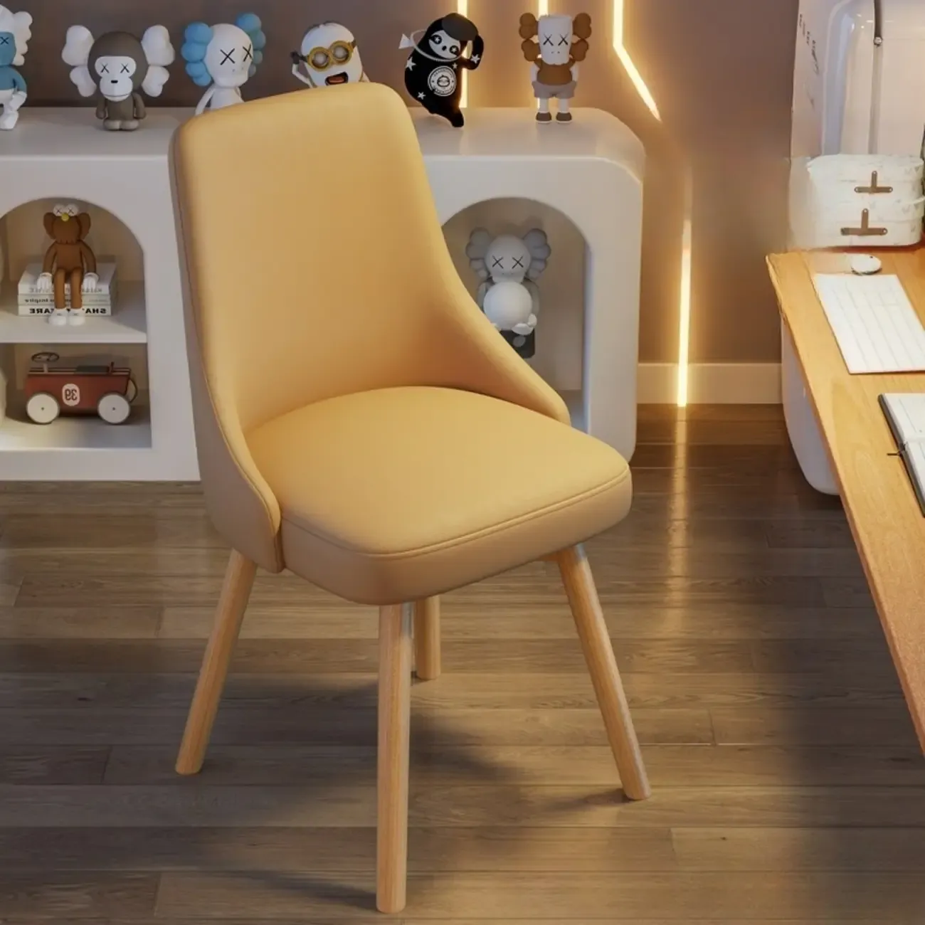 White Fabric Upholstered Solid Back Dining Chair