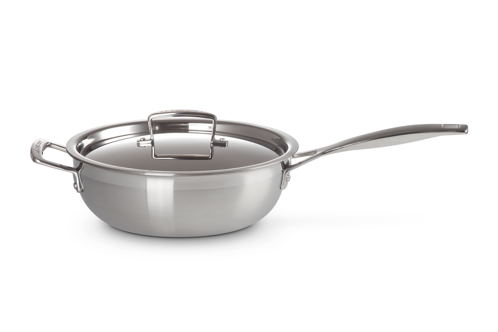 3-ply Stainless Steel Non-Stick Chef's Pan with Lid and Helper Handle