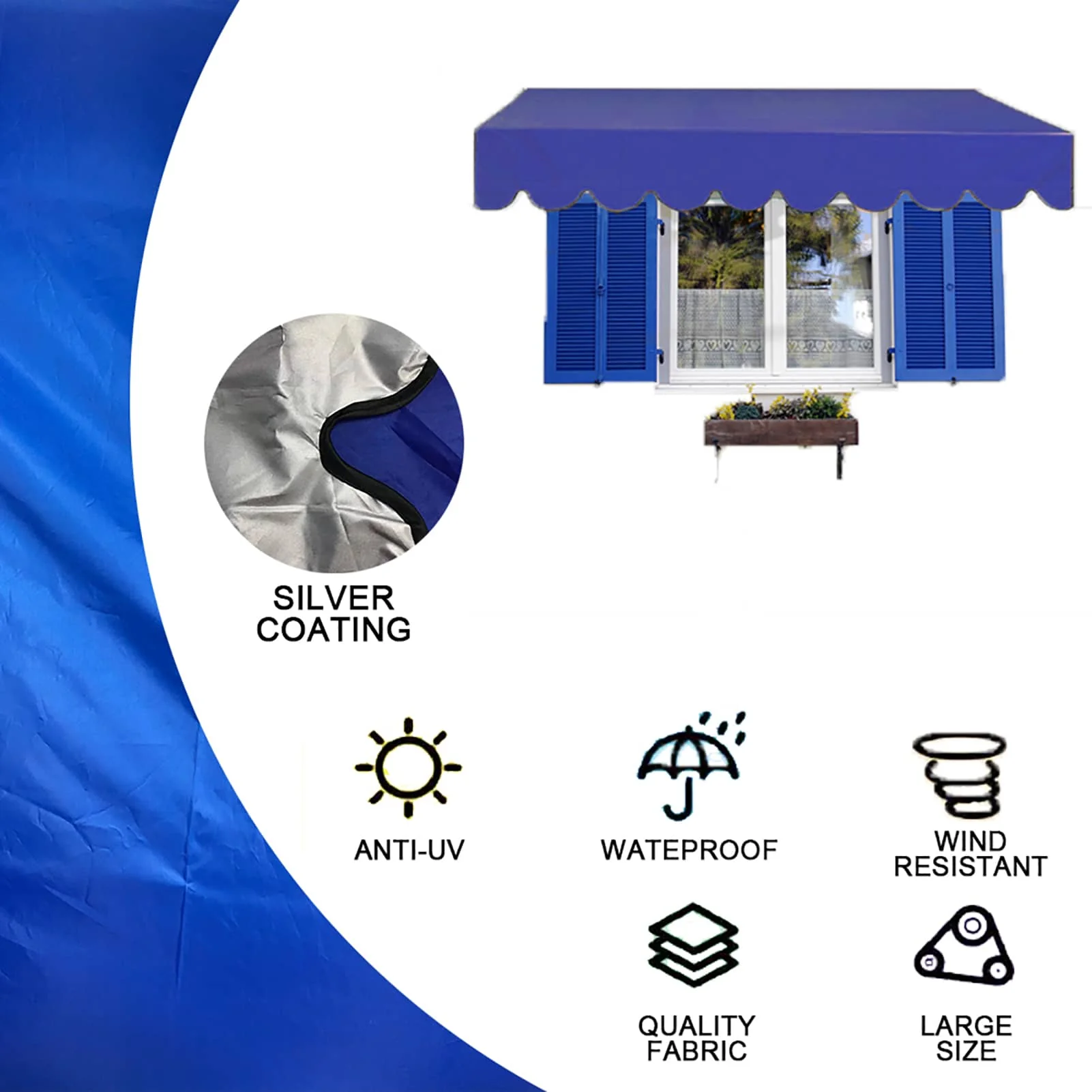 HULIANFU Waterproof Sun Shade Polyester Square Rectangle Shade Sail Garden Terrace Canopy Swimming Camping Hiking Yard Sail Awning - Deanwangkt