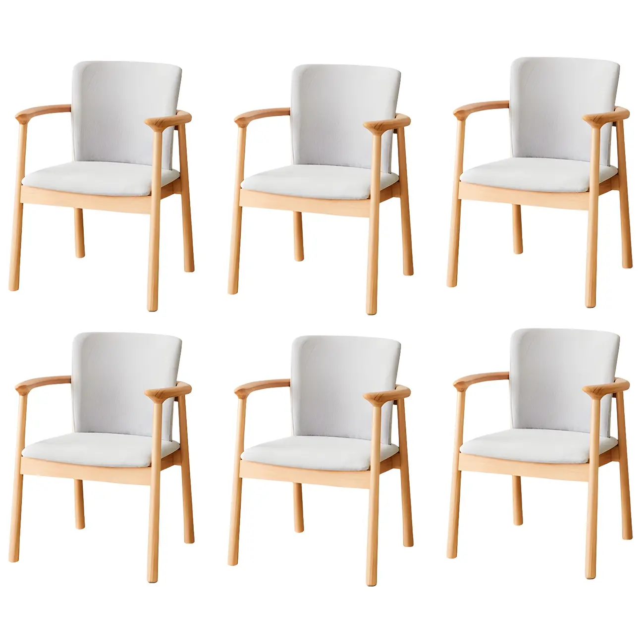 Modern Upholstered Rubberwood Arm Dining Chair Set of 2