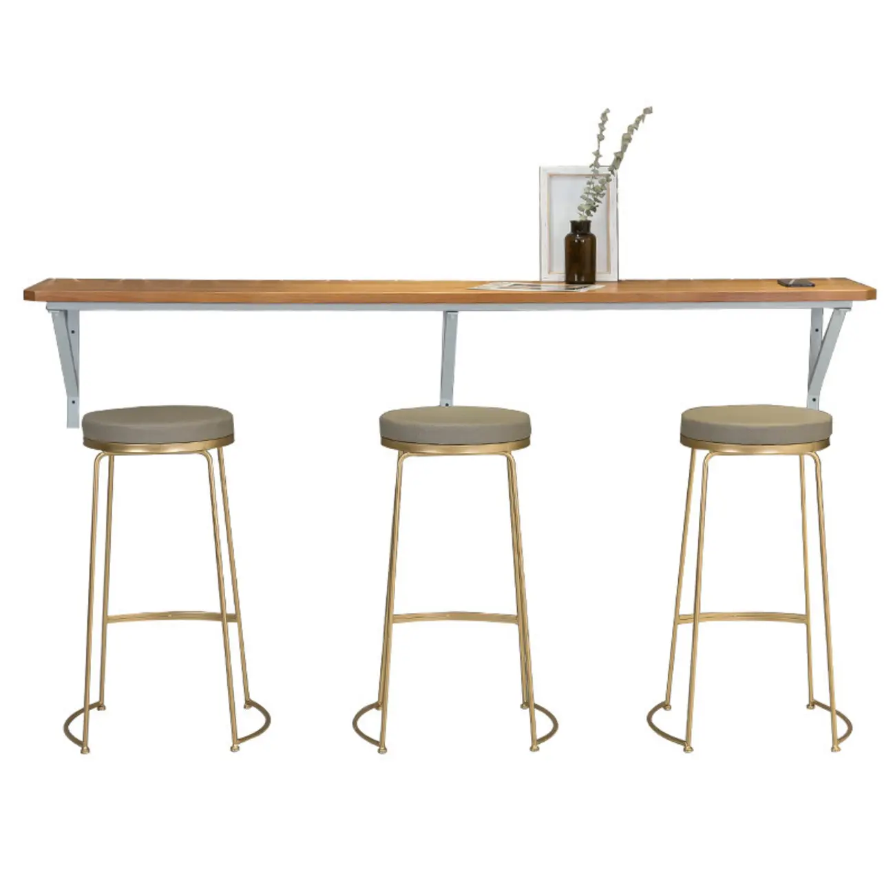 Rectangular Solid Wood Wall Mounted Bar Table